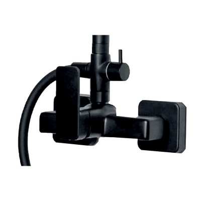 Στήλη ντους με Μπαταρία και κολώνα με ρυθμιζόμενο ύψος από 83cm - 144cm Eurorama Quadra 144065-400 black matt 