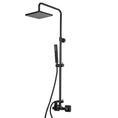 Στήλη ντους με Μπαταρία και κολώνα με ρυθμιζόμενο ύψος από 83cm - 144cm Eurorama Quadra 144065-400 black matt 