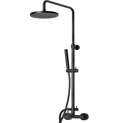 Στήλη ντους με Μπαταρία και κολώνα με ρυθμιζόμενο ύψος από 83cm - 144cm Eurorama Tonda 145065-400 black matt 