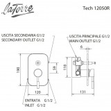 Μίκτης εντοιχισμού 2 εξόδων La Torre New Tech 12050R-300 Λευκό ματ