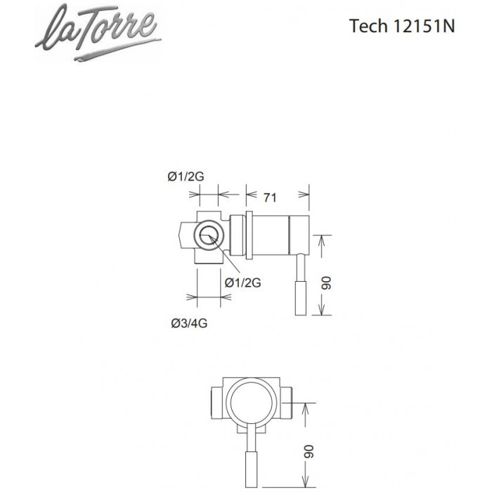 Εκτροπέας εντοιχισμού 3 εξόδων La Torre New Tech 12151N-300 Λευκό ματ