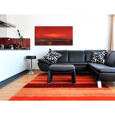 Πίνακας ζωγραφικής στο χέρι - Red sunset over the sea