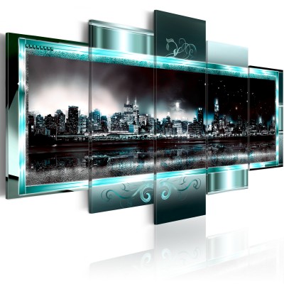 Πίνακας ζε καμβά - Turquoise New York: Starry Night