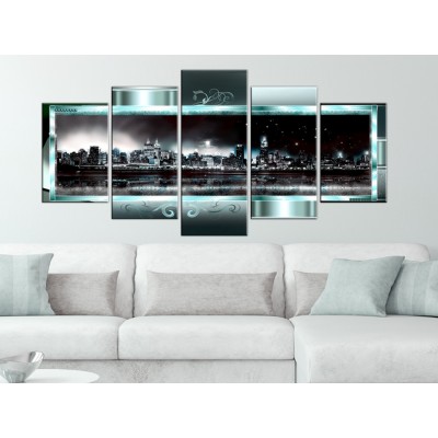 Πίνακας ζε καμβά - Turquoise New York: Starry Night