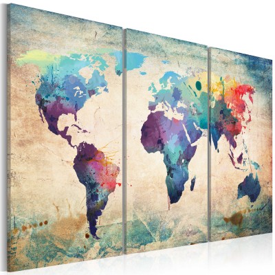 Πίνακας ζε καμβά - Rainbow Map (triptych)
