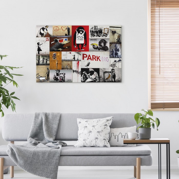 Πίνακας ζε καμβά - Banksy - collage