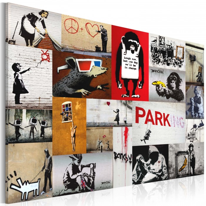 Πίνακας ζε καμβά - Banksy - collage