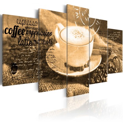 Πίνακας ζε καμβά - Coffe, Espresso, Cappuccino, Latte machiato ... - sepia