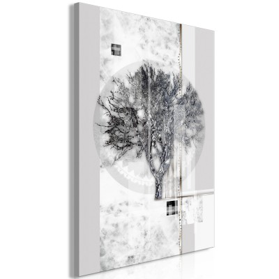Πίνακας ζε καμβά - Silver Tree (1 Part) Vertical
