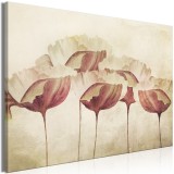 Πίνακας ζε καμβά - Flowers in Beige (1 Part) Wide