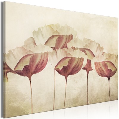 Πίνακας ζε καμβά - Flowers in Beige (1 Part) Wide