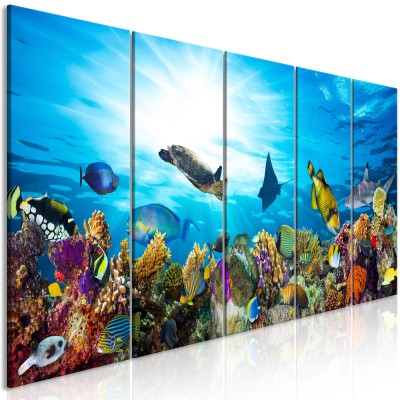 Πίνακας ζε καμβά - Coral Reef (5 Parts) Narrow