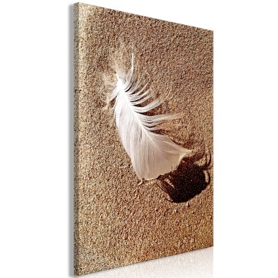 Πίνακας ζε καμβά - Feather on the Sand (1 Part) Vertical