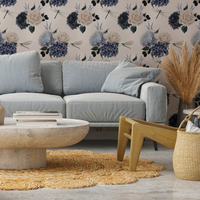 Ταπετσαρία - Roses and Hydrangeas