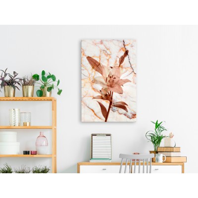 Πίνακας ζε καμβά - Elegance of a Flower (1-part) - Delicate Lily on Marble in Sepia