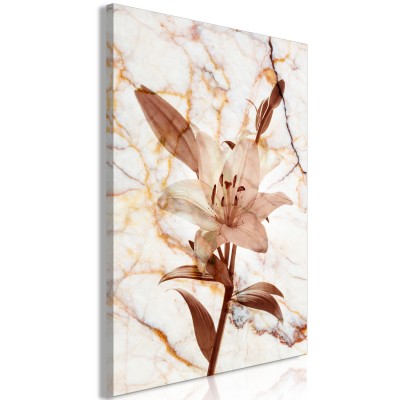 Πίνακας ζε καμβά - Elegance of a Flower (1-part) - Delicate Lily on Marble in Sepia