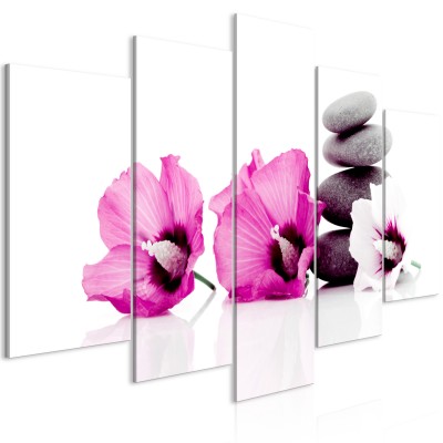 Πίνακας ζε καμβά - Calm Mallow (5 Parts) Wide Pink