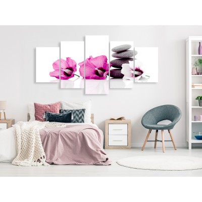 Πίνακας ζε καμβά - Calm Mallow (5 Parts) Wide Pink