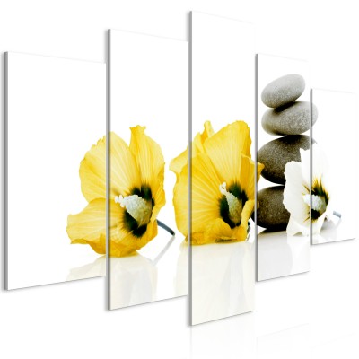 Πίνακας ζε καμβά - Calm Mallow (5 Parts) Wide Yellow