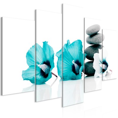 Πίνακας ζε καμβά - Calm Mallow (5 Parts) Wide Turquoise