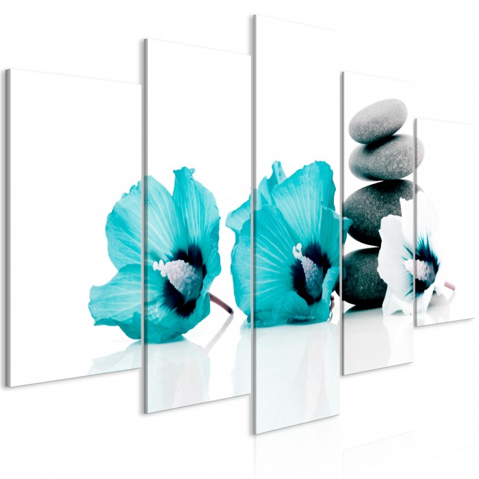 Πίνακας ζε καμβά - Calm Mallow (5 Parts) Wide Turquoise