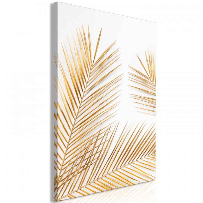 Πίνακας ζε καμβά - Golden Palm Leaves (1 Part) Vertical