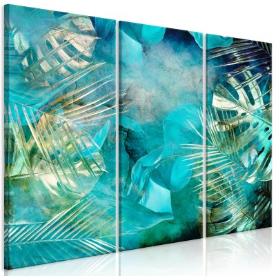 Πίνακας ζε καμβά - Turquoise and Gold (3 Parts)