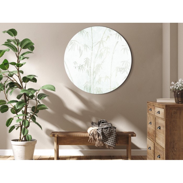 Στρογγυλός πίνακας - Bamboo forest - Delicate bamboo jungle in pastel colors of celadon and green on a light background/Jungle in Asia