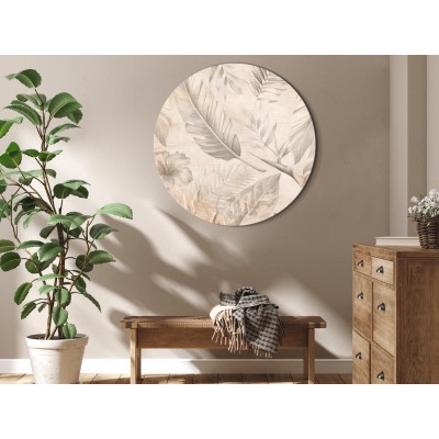 Στρογγυλός πίνακας - A multitude of exotic leaves and flowers - A subtle composition of tropical plant species maintained in sepia tones/Tropics in sepia