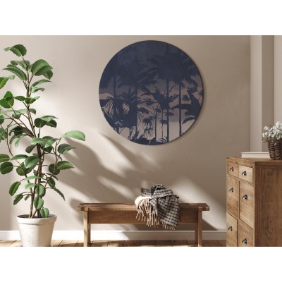 Στρογγυλός πίνακας - Evening in an exotic forest - Tropical greenery under the cover of night against the backdrop of mountainous terrain/Jungle at night