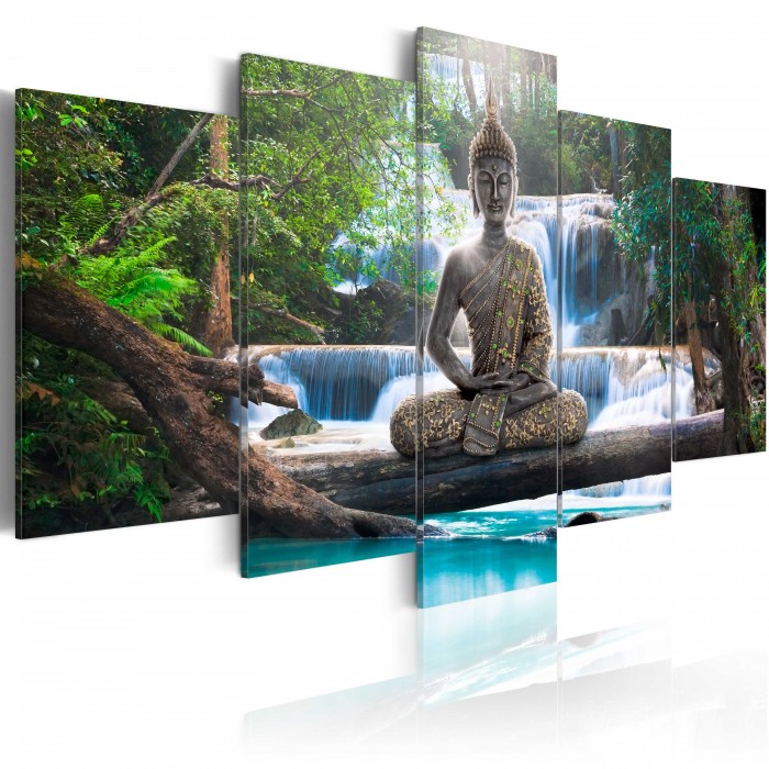 Πίνακας ζε καμβά - Buddha and waterfall