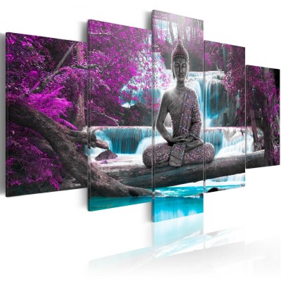 Πίνακας ζε καμβά - Waterfall and Buddha