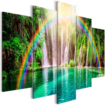 Πίνακας ζε καμβά - Rainbow Time (5 Parts) Wide