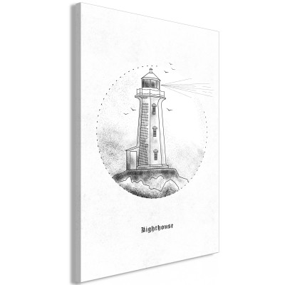 Πίνακας ζε καμβά - Black and White Lighthouse (1 Part) Vertical