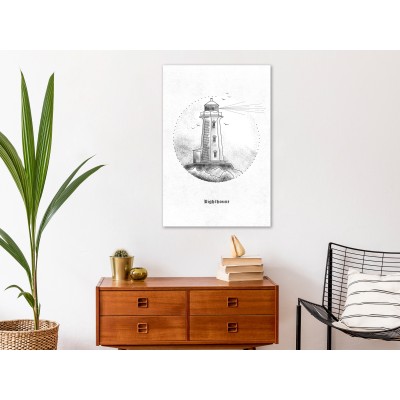 Πίνακας ζε καμβά - Black and White Lighthouse (1 Part) Vertical