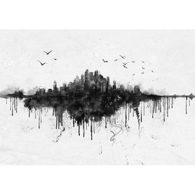 Φωτοταπετσαρία - Big city - abstract city skyline in black watercolour style