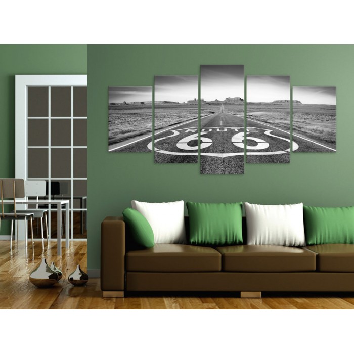 Πίνακας ζε καμβά - Route 66 - black and white