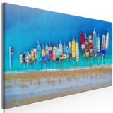 Πίνακας ζε καμβά - Colourful Boats (1 Part) Narrow