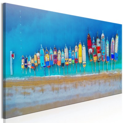 Πίνακας ζε καμβά - Colourful Boats (1 Part) Narrow