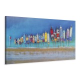 Πίνακας ζε καμβά - Colourful Boats (1 Part) Narrow