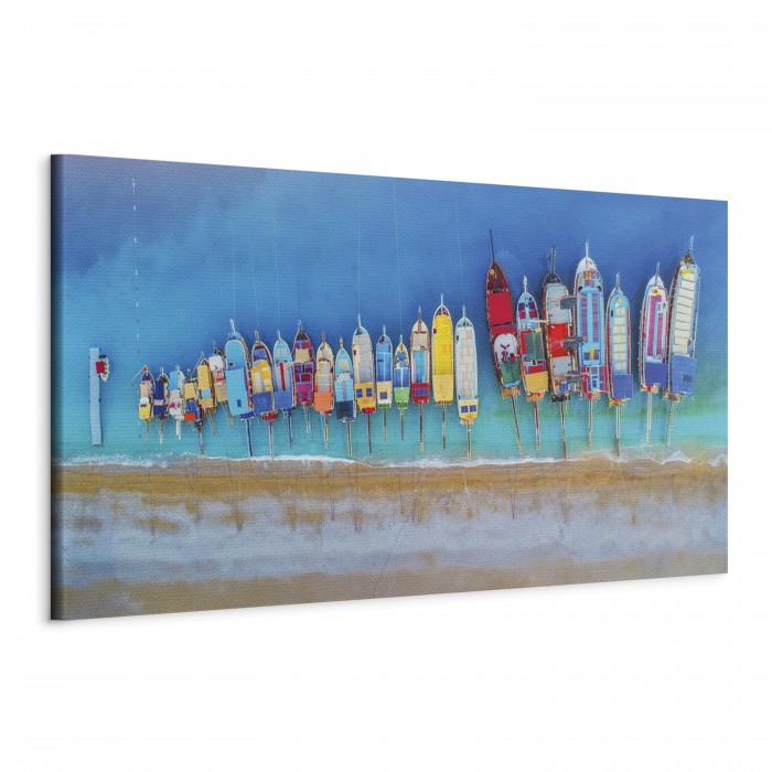 Πίνακας ζε καμβά - Colourful Boats (1 Part) Narrow