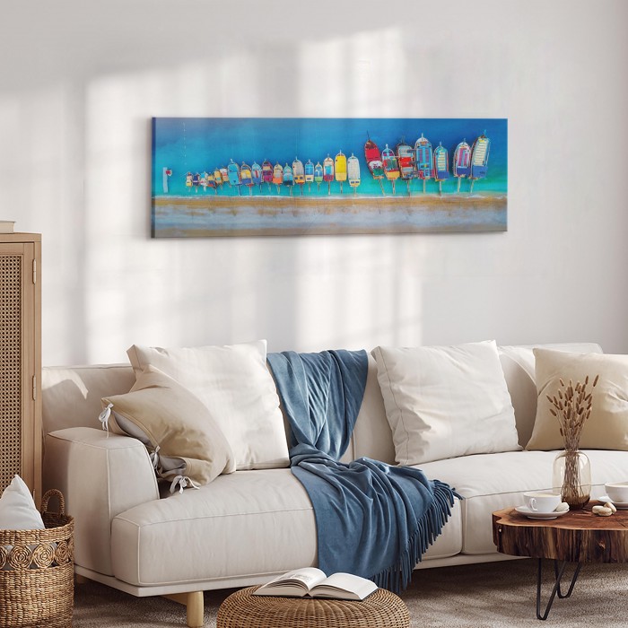 Πίνακας ζε καμβά - Colourful Boats (1 Part) Narrow