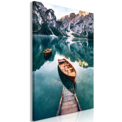 Πίνακας ζε καμβά - Boats In Dolomites (1 Part) Vertical