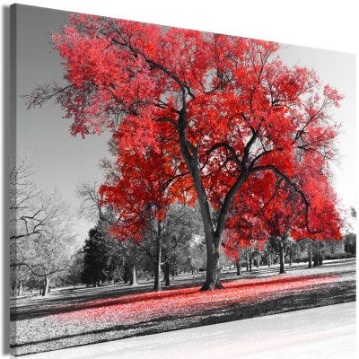 Πίνακας ζε καμβά - Autumn in the Park (1 Part) Wide Red