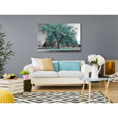 Πίνακας ζε καμβά - Autumn in the Park (1 Part) Wide Turquoise