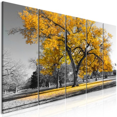 Πίνακας ζε καμβά - Autumn in the Park (5 Parts) Narrow Gold