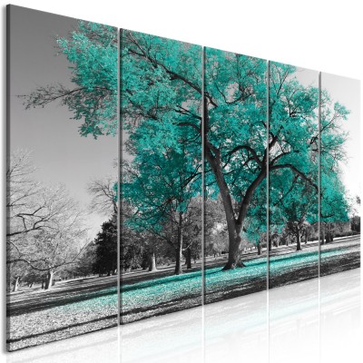 Πίνακας ζε καμβά - Autumn in the Park (5 Parts) Narrow Turquoise