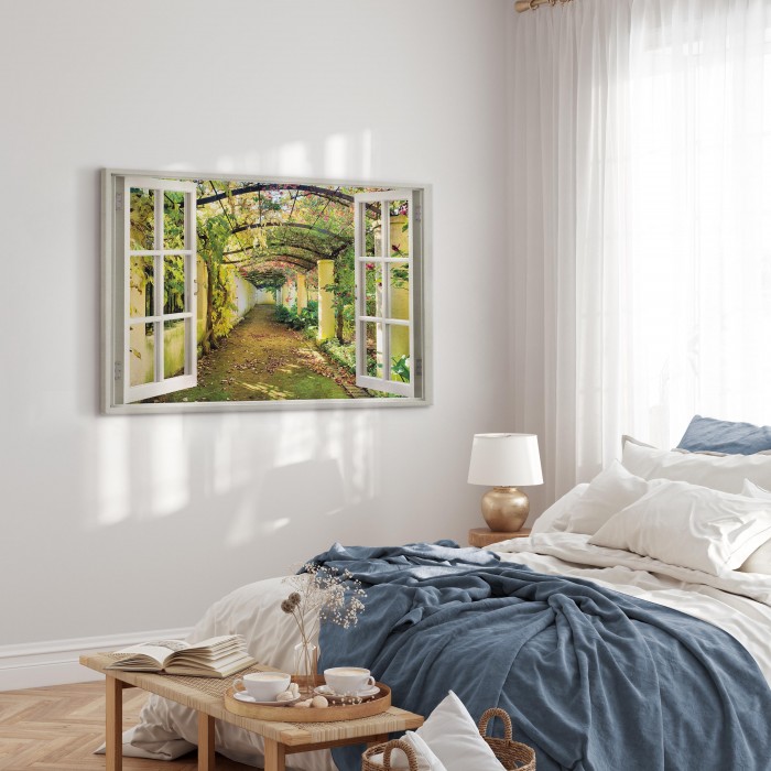 Πίνακας ζε καμβά - Window: View on Pergola