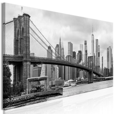 Πίνακας ζε καμβά - Road to Manhattan (1 Part) Narrow Black and White