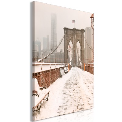 Πίνακας ζε καμβά - Brooklyn Bridge in Sepia (1 Part) Vertical